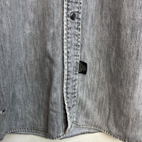 Vintage RRL Ralph Lauren Mens Gray Western Denim Shirt Size Medium Pearl Snap - Picture 11 of 16